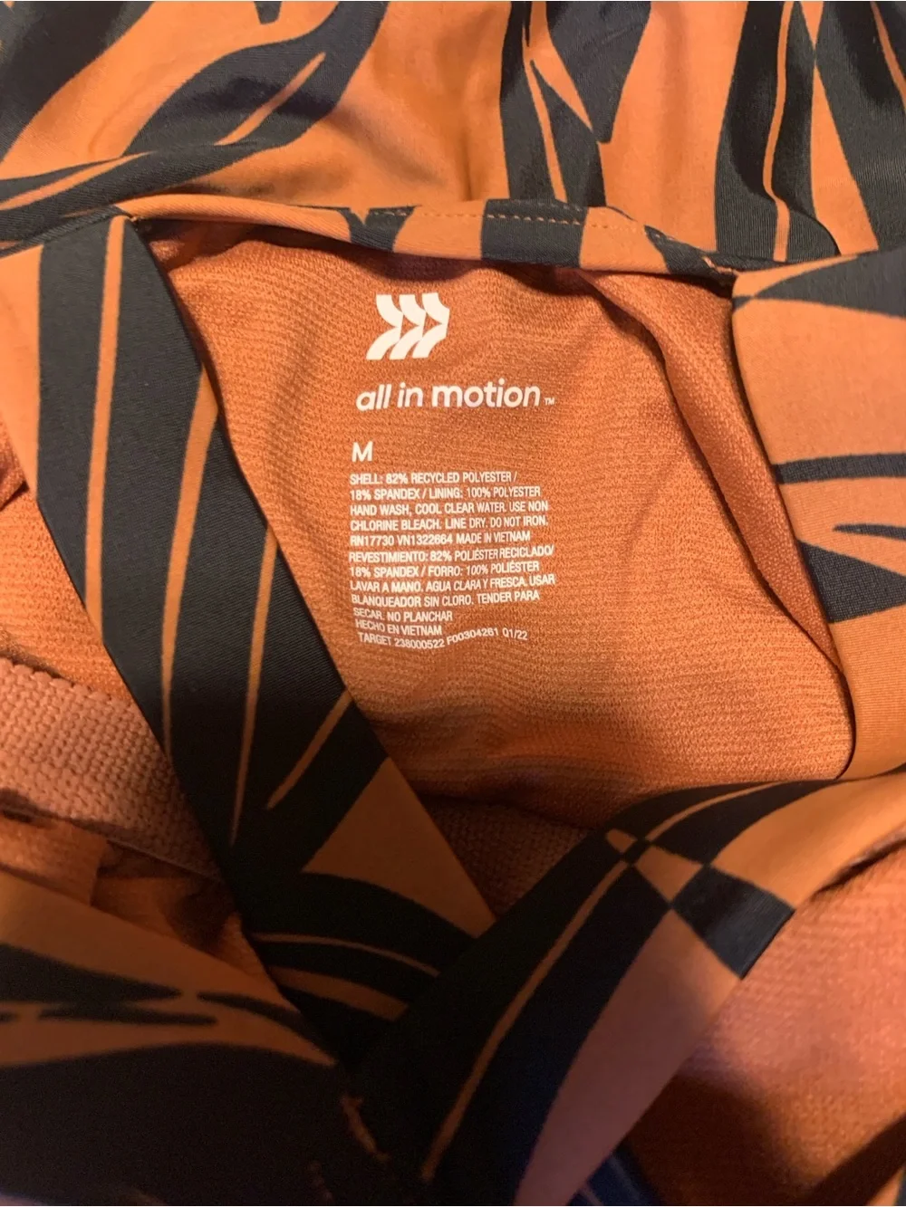 all in motion Brown and Black Tropical Leaf One-Piece bathingsuit